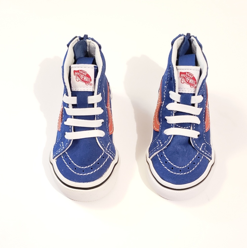 Toddler Blue and Orange Hi-Top Vans Sneakers